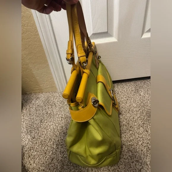 Coach Vintage Tote Bag, Yellow and Lime Green - Picture 7 of 15